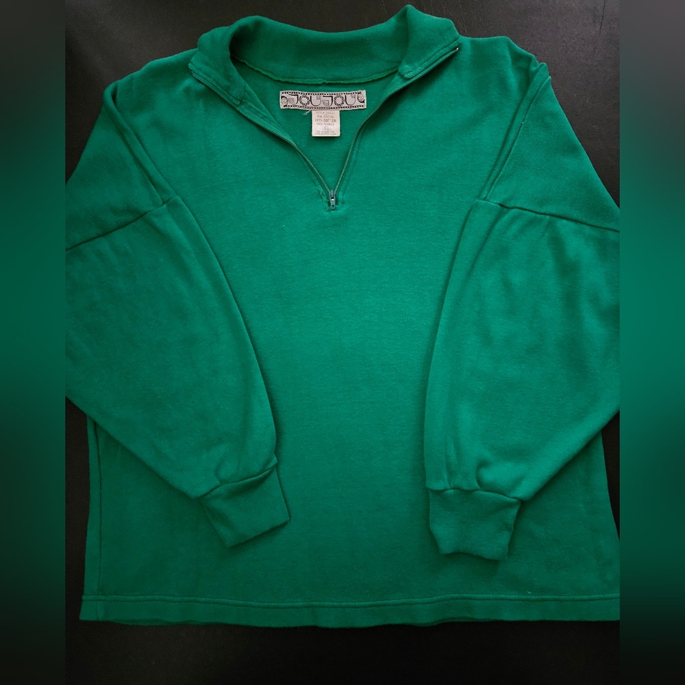 Vintage - Jou Jou Cotton Oversize Green Crop Top - Size S